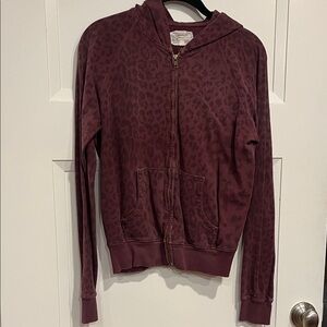 Current/Elliott Burgundy Patterned Zip-Up Hoodie